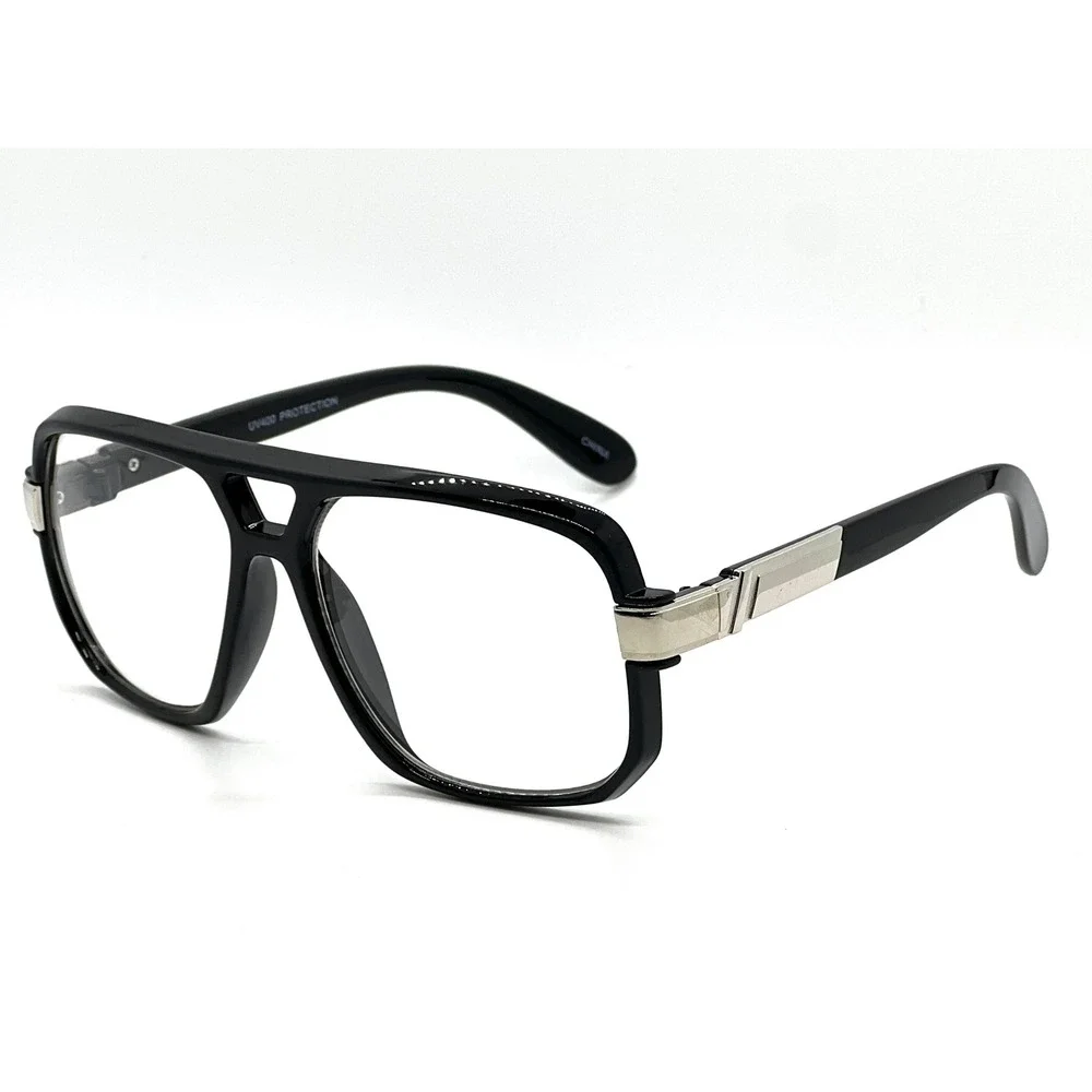 Womens Fashion Eyewear Glasses Black Flat Top Clear Lens UV400 Retro Frames 2026